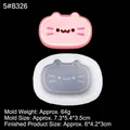 Pink cat-shaped 3D silicone mold for DIY pudding and chocolate crafts on black backdrop - 5#B326 Transparent