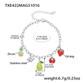 Silver stainless steel bracelet with colorful fruit charms and zircon stones - Steel Color DIY Bracelet (TXE422) - 16+5cm