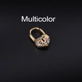 Multicolor zircon encrusted heart lock earring in golden finish with keyhole detail - Gold-Multicolor Zirconia