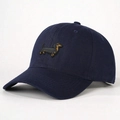 Navy blue cotton baseball cap with detailed dachshund embroidery and adjustable strap - One Size / Navy Blue
