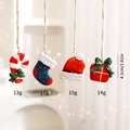 Mini resin Christmas pendants set featuring candy canes, socks, and hats with twine - Combination 1 (Candy Cane/Sock/Hat/Gift Box)