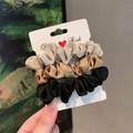 3-pack minimalist satin scrunchies in champagne, brown, and black with silky finish - 2# Apricot/Khaki/Black (Set of 3)