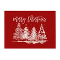 Christmas cotton linen placemat with hand-drawn white tree and Merry Christmas text - White Tree Blessing-Red Background