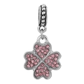 Pendentif trèfle à quatre feuilles en argent avec cristaux roses pour bracelets à breloques - Trèfle Pierre Rose Argenté (43#)