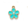 Himmelblauer Emaille-Blumenanhänger mit goldenem Metall-Finish und Aufhängering für DIY - 13*16mm / Blau