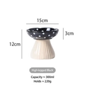 Polka dot ceramic raised cat bowl with ergonomic mushroom shape and anti-topple base - Tall Black Mushroom Cat Bowl