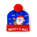 Gorro de Navidad azul con luces LED, motivo de Papá Noel y texto Merry X-mas - Rojo Azul-Papá Noel