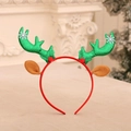 Festive Christmas reindeer headband with green glitter antlers and white snowflake details - Green Sequin Antlers with Ears