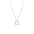 Elegant gold titanium necklace with sparkling cubic zirconia letter D pendant design - Gold-D