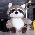 Soft plush raccoon stuffed animal toy in brown and white fur, sitting pose for kids - 25cm / Gray