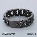 20mm stainless steel heavy Cuban link bracelet for men in antique silver finish - Oxidized Black (KB76209-BD-220)
