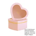 Pink heart-shaped gift boxes in 2-piece set with clear window and golden trim finish - Set of 2 / Pink