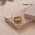 Adjustable golden braided rope texture open ring in 18K gold plated stainless steel - Twisted Rope Braid-Gold