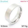 Sleek silver brushed stainless steel ring, 6mm width minimalist band in size 5 to 11 - US 5 / Steel Brushed (KR104645-WGDG)