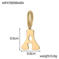 Detailed view of golden letter A stainless steel pendant with size and weight metrics - Letter-A / Gold