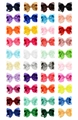 Grosgrain bow hair clips in 40 vibrant colors displayed in a neat matrix on white background - 40 Colors Mixed