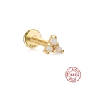 925 Sterling Silver Gold Opal Labret Stud featuring three white opal stones in a triangle - Three Stones Shape (4 Gold)