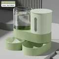 Green 2-in-1 automatic pet feeder and water dispenser set with transparent storage tanks - Waterer & Feeder Set / Basic Style / Avocado Green