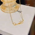 Elegant gold Queen letter necklace with crown zircon pendant for women style - Gold