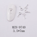 Detailed view of silver heart-shaped key nail charms measuring 3.5x7mm for nail art - Silver Heart Key Style (MZH-9740) / 3.5*7mm