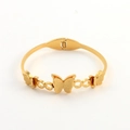 Golden butterfly bangle with infinity link and spring clasp in polished finish - BR8251-Infinity Butterfly / Gold