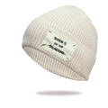 Beige knit beanie with SEASON 13 patch, ribbed texture winter hat for women - One Size / Beige