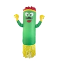 Funny green inflatable wacky wavy tube man costume with yellow fringe and cartoon face - Swinging Inflatable Man / One Size
