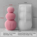 Three-layer spherical ripple silicone candle mold with pink wax finished product - Triple Sphere Mold J-1277