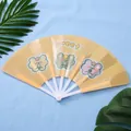 Yellow translucent cartoon bear folding fan with sweet lettering in white frame - Sweet Bear