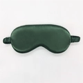 Deep green faux silk sleep mask with elastic strap and smooth satin texture for travel - Olive Green