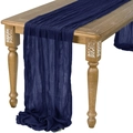Dark blue cheesecloth table runner with natural crinkle texture for boho wedding decor - 90*180cm / Navy Blue