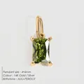 Collier en acier inoxydable plaqué or 14K avec pendentif péridot taille émeraude - Acier / Août-Vert Clair