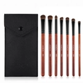 7-piece professional pony hair eye makeup brush set with black carrying case - Mahogany With Bag