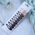 Set of 8 matte drop-shaped hair clips in neutral earth tones on display card - Vintage Mixed Color Water Drop Hair Clips 8Pcs Set (L4)