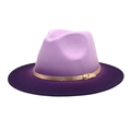 Gradient purple two-tone fedora wool hat with golden buckle belt for men and women - M (56-58cm) / Lavender + Purple