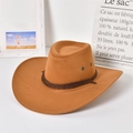 Cappello classico da cowboy western color tabacco con corda intrecciata e occhielli - Arancione