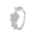 Anillo abierto floral de plata de ley S925 con circonitas en acabado plateado - Anillo