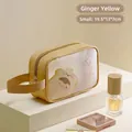 Waterproof ginger yellow toast cosmetic bag with zipper and handle, size 19.5x13x7cm - Small / Ginger Yellow