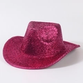 Sparkly bright pink sequin cowboy hat for fashion parties and western style events - Adjustable / Rose Red