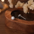 Elegant S999 sterling silver square stud earrings with sparkling cubic zirconia stone - White Gold / Small