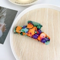 Colorful abstract watercolor hair claw clip displayed on a minimalist wooden tray - 11cm / Vibrant Abstract