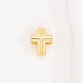 Close-up of golden stainless steel cross pendant with textured relief and metallic finish - Cross Charm