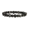 Minimalist black beaded magnetic therapy bracelet with round and geometric stones - Round and Faceted Beads