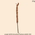 Brown feather cat wand toy with 60cm long tassel and durable handle for pet interaction - Feather Duster Style (B)