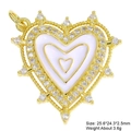 Detail of heart pendant with white enamel and zircons showing dimensions 25.6x24.3mm - White Layered Heart Style