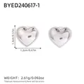 Polished silver heart stud earrings with beaded edge detail in a minimalist design - Silver Beaded Edge Heart Studs