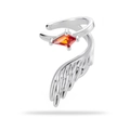 Ear cuff de plata con ala y una piedra de circón naranja en forma de rombo - Lado Izquierdo (Individual) / Plateado