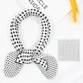 Polka dot silk square scarf in white and black tied in a neat decorative bow - 08-White Black Polka Dots / 50*50CM