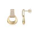 Golden 925 silver moissanite drop earrings with rectangular stud and pebble charm - Hollow Pebble Pendant (E15051)