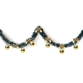 2M Christmas garland with green pine needles, snow-dusted edges and gold bows - Dark Green White Edge + 6 Gold Balls + 6 Gold Bows
